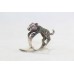 Oxidized Panther Ring Silver 925 Sterling Women Marcasite Ruby Stones Gift B518